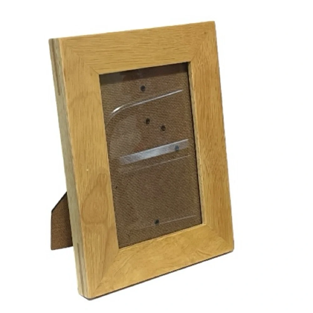 Square Light Maple Wood Picture Frame Photo Frame Beige Wooden with Black Stand